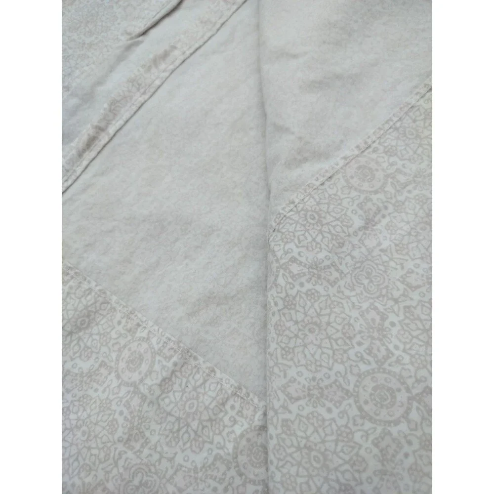Lauren Ralph Lauren Queen/Full 88x96 White Light Taupe/Pink Floral Flat Sheet